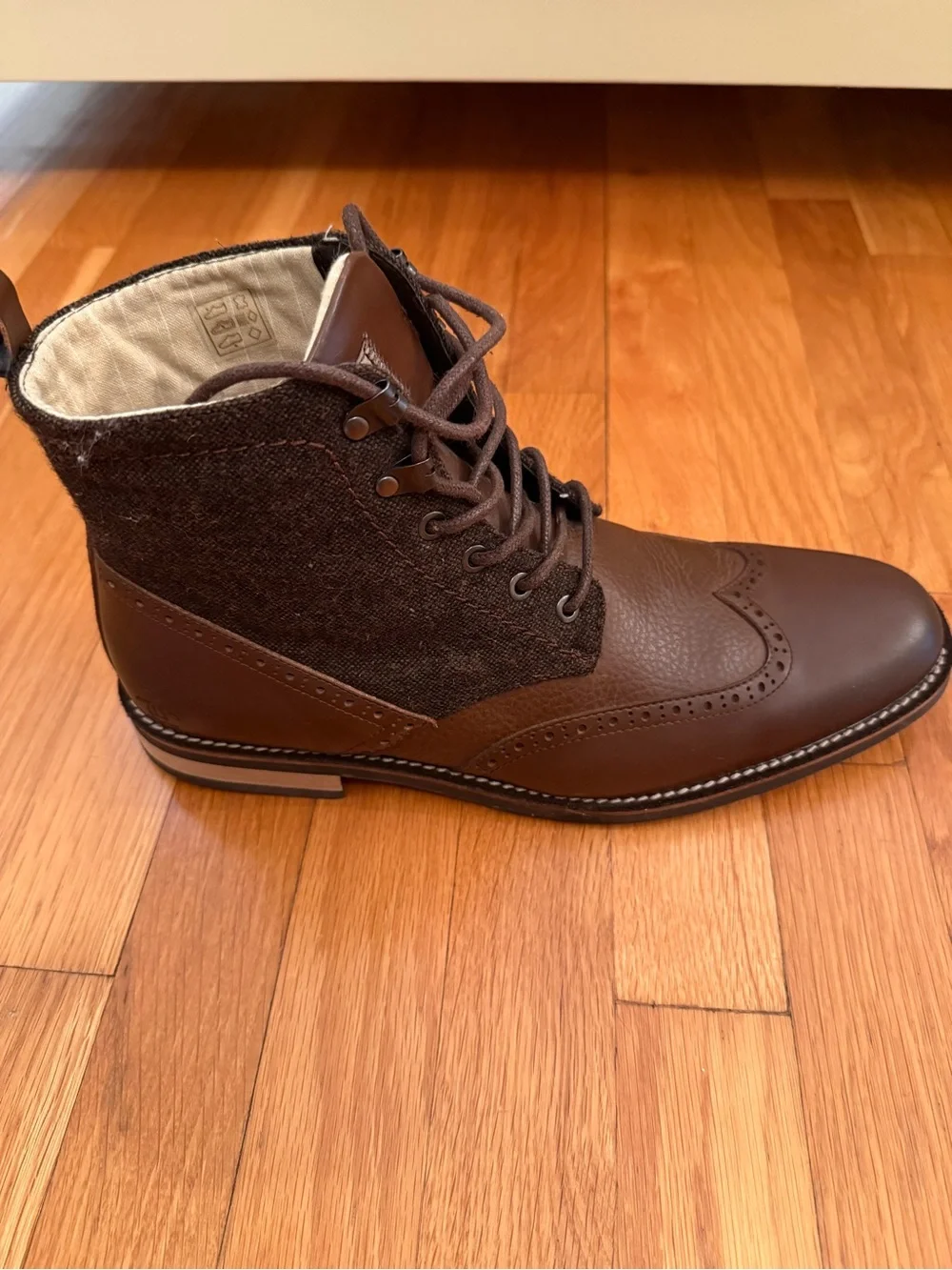 Original Penguin Nathan Wingtip Boots - Brown Tweed & Leather, Men’s Size 12